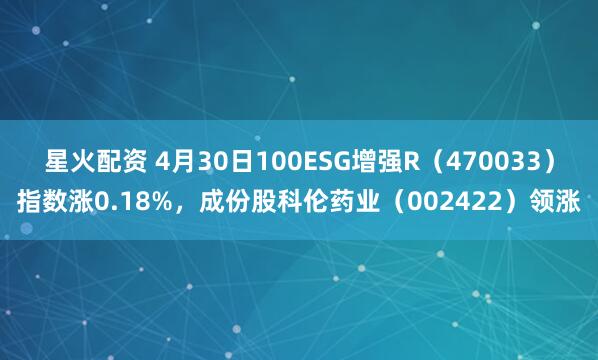星火配资 4月30日100ESG增强R（470033）指数涨0.18%，成份股科伦药业（002422）领涨
